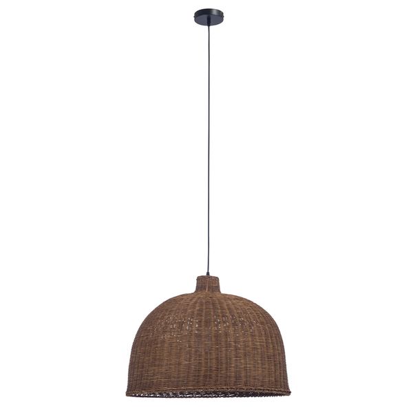 DE-0214-NAT Pendant IP20 CORTIC E27 15 Black Natural rattan image 1