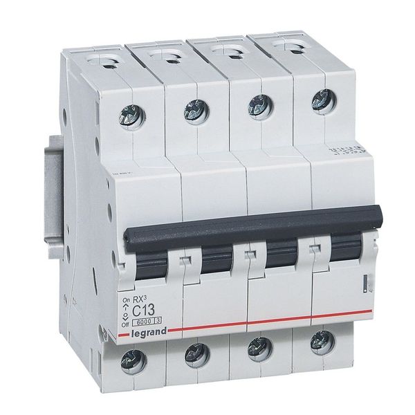 MCB RX³ 6000 - 4P - 400V~ - 13 A - C curve - prong/fork type supply busbars image 1