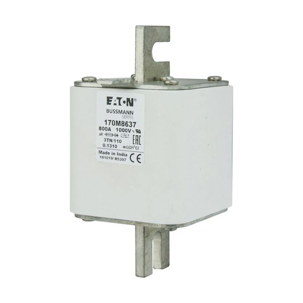 Fuse-link, high speed, 800 A, AC 1000 V, DIN 3, 74 x 90 x 139 mm, aR, DIN, IEC, single indicator image 10