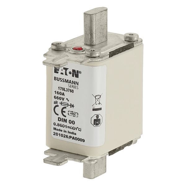 Fuse-link, high speed, 160 A, AC 660 V, DIN 00, 30 x 60 x 78 mm, aR, DIN, IEC, single indicator image 19