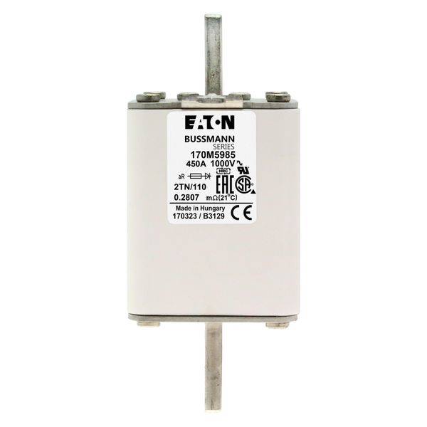 Fuse-link, high speed, 450 A, AC 1000 V, DIN 2, 59 x 75 x 138 mm, aR, DIN, IEC, single indicator image 16