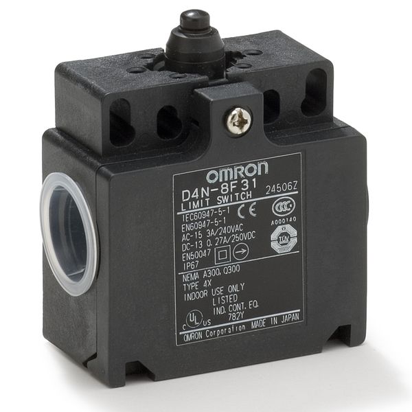 Limit switch, D4N, M20 (2-conduit), 1NC/1NO (snap-action), Top plunger image 1