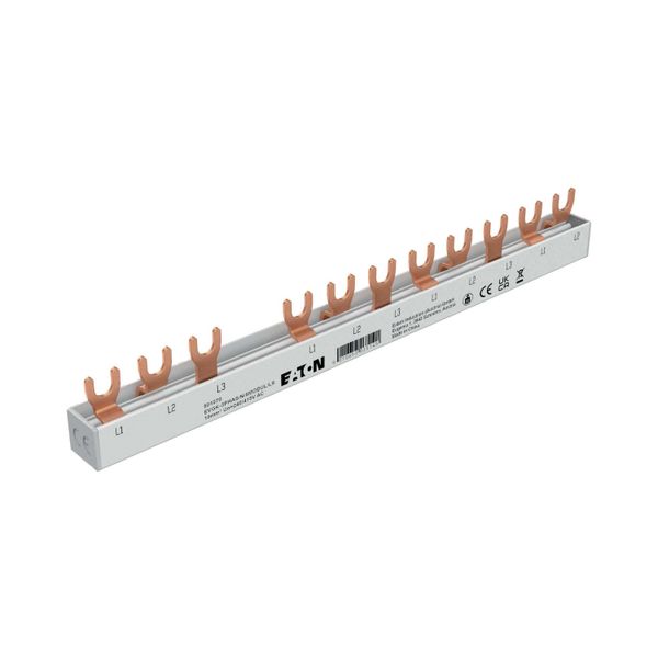 EVGK busbar fork, 3-phase, L1 - L2 - L3 - X + L1 - L2 - L3, shortenable version with end caps included, 4+8 module units, 10 mm² image 7