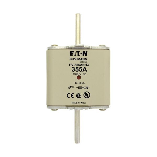 Fuse-link, high speed, 355 A, DC 1000 V, NH3, gPV, UL PV, UL, IEC, dual indicator image 33