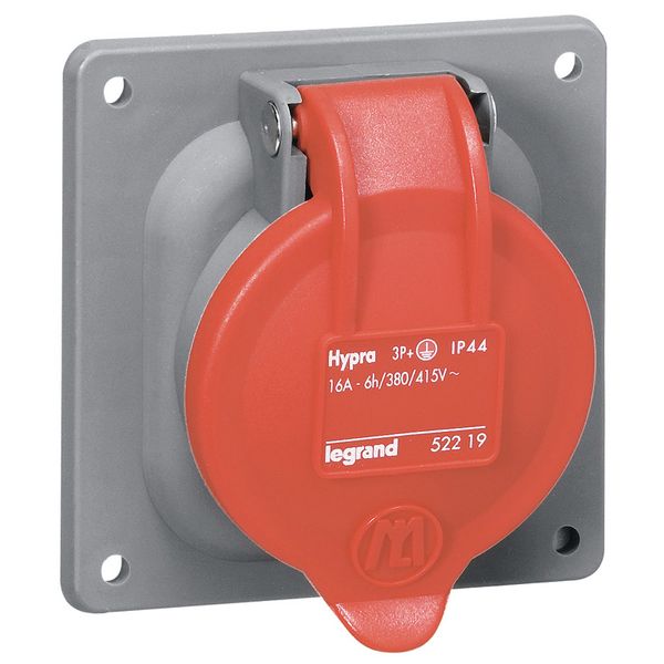 Panel mounting socket inclined outlet Hypra - IP44 -380/415V -63A -3P+E -plastic image 1