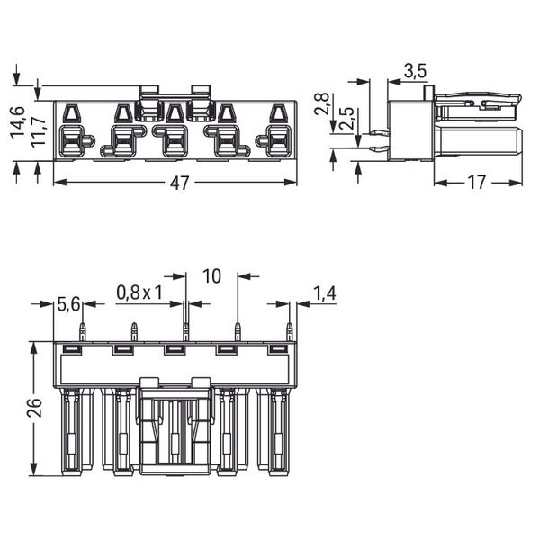 Socket for PCBs straight 5-pole black image 5