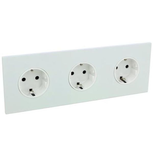 Art d'Arnould univers Epure prise de courant triple standard schuko horizontale 2P+T 16A 250V - blanc Satin image 1