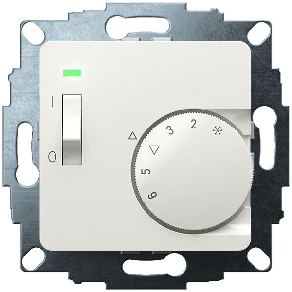 UP room controller, RAL9010 glossy 50x50, 5-30C, AC 230V, 1NC, 10 A, temperature reduction approx. 4K, switch on/off, display controller "on" image 2