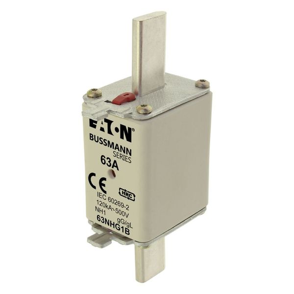 Fuse-link, low voltage, 63 A, AC 500 V, NH1, gL/gG, IEC, dual indicator image 7