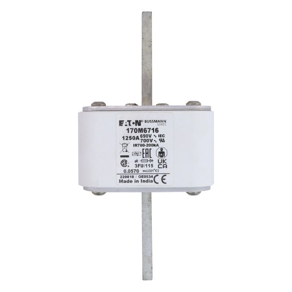 Fuse-link, high speed, 1250 A, AC 690 V, size 3, 67 x 92 x 155 mm, aR, IEC, UL image 12