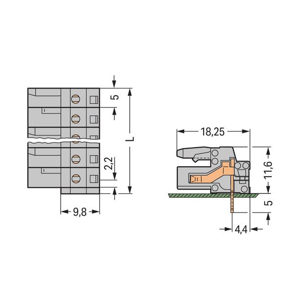 THT female header angled Pin spacing 5 mm gray image 2