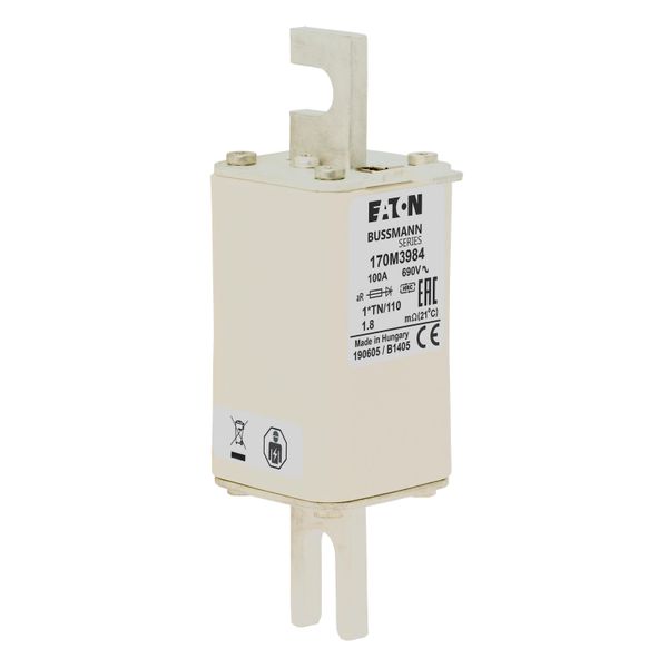 Fuse-link, high speed, 100 A, AC 1000 V, compact DIN 1, 43 x 61 x 138 mm, aR, DIN, IEC, type T indicator image 17