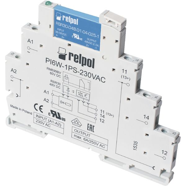 Interface relays PIR6W-1PS-230VAC/DC-O image 1