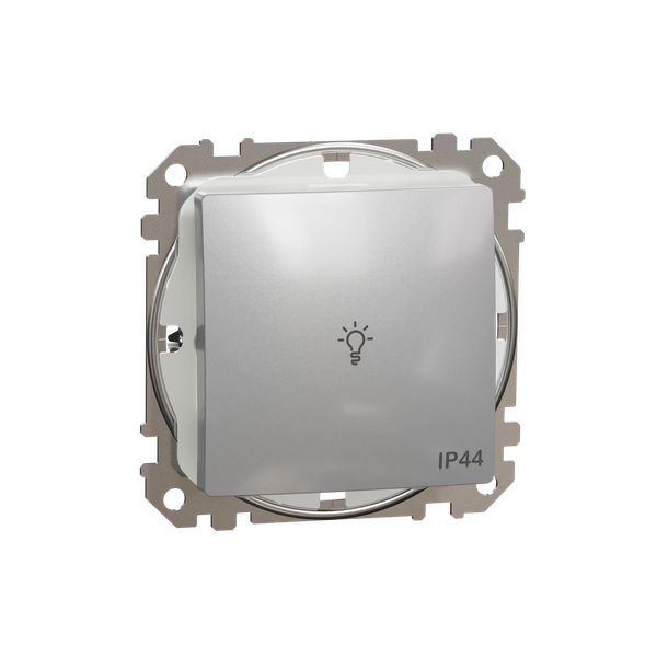 Sedna Design & Elements, 1-way Push-Button 10A Lamp Symbol, professional, aluminium image 5