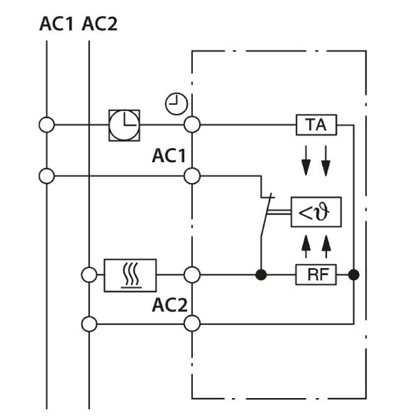 UP room controller, aluminum 55x55, 5-30C, AC 24V, 1NC, 10 A, at DC 24 V switching power 100 W, temperature reduction approx.4K image 3