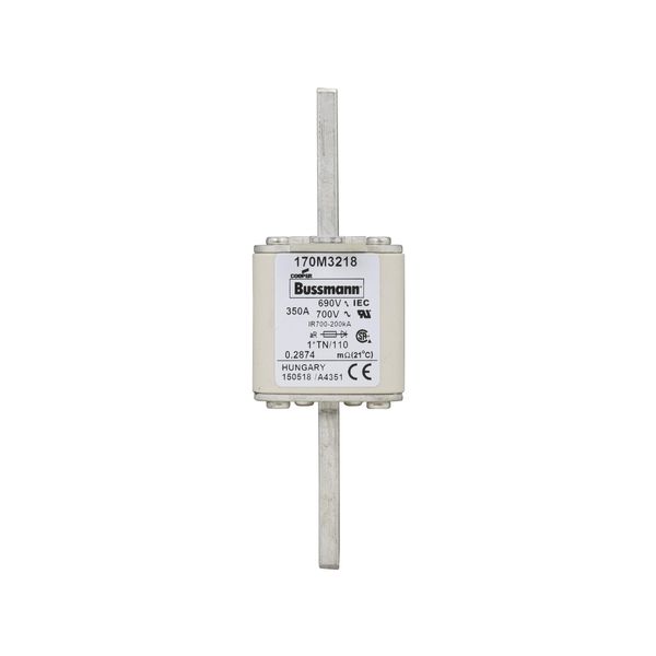 Fuse-link, high speed, 350 A, AC 690 V, compact DIN 1, 45 x 58 x 134 mm, aR, DIN, IEC, single indicator, 80 mm centres image 10