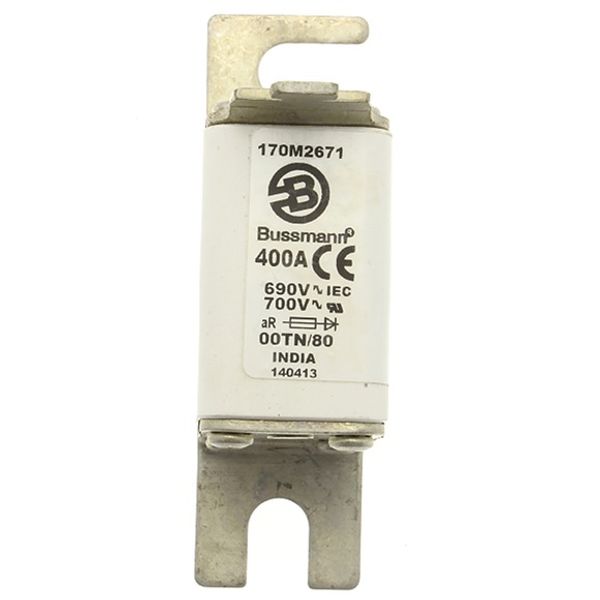 Fuse-link, high speed, 400 A, AC 690 V, DIN 00, 30 x 51 x 100 mm, aR, DIN, IEC, type T indicator image 3