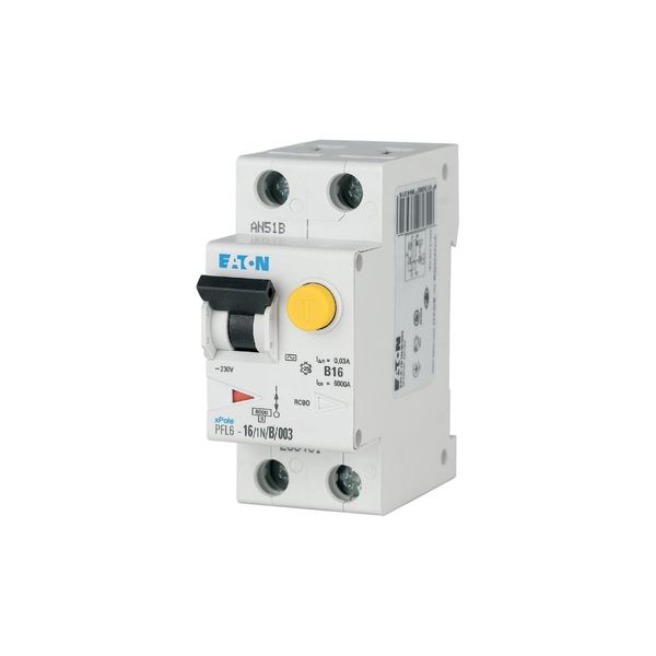 RCD/MCB combination, 16 A, 30 mA, MCB trip characteristic: B, 1p+N, RCD trip characteristic: AC image 1