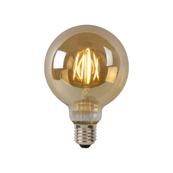 Lucide G95 - Filament bulb - Ø 9,5 cm - LED Dim. - E27 - 1x5W 2700K - Amber image 1