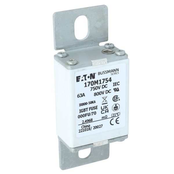 Fuse-link, high speed, 63A, DC 750 V, size 000, 24 x 36 x 96 mm, aR, IEC, UL image 21