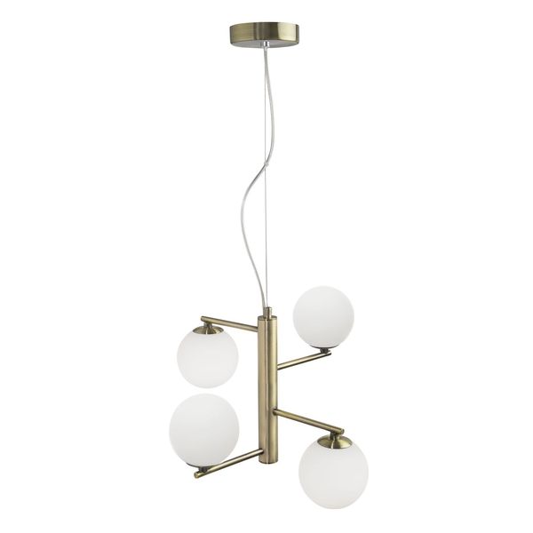 Opal Glass   Antique Brass Metal   LED G9 4x5 Watt 230 Volt   IP20 Bulb Excluded  D: 35 H: 150 cm Adjustable height image 1