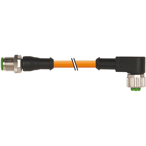 M12 male 0°/M12 fem. 90° A-cod. PUR 4x0.34+1x0.5 or +robot+drag ch. 1m image 1