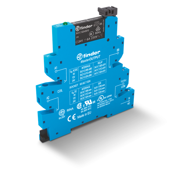 Rel. interface EMR MasterOUTPUT screwless 6,2mm.1CO 6A/125VUC, AgNi (39.21.0.125.0060) image 2