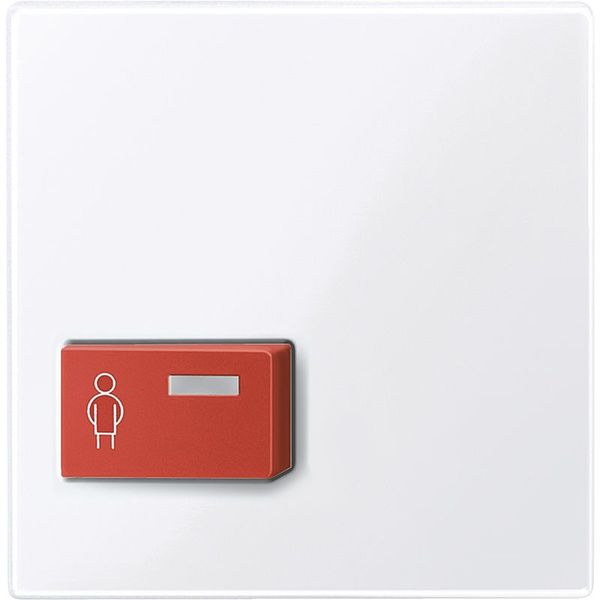 Central plate for call button, active white glossy, system M image 1