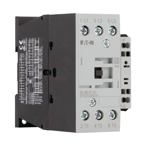 Contactor, 3 pole, 380 V 400 V 11 kW, 1 NC, RDC 24: 24 - 27 V DC, DC operation, Spring-loaded terminals image 10