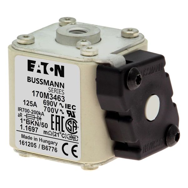 Fuse-link, high speed, 125 A, AC 690 V, compact size 1, 45 x 59 x 51 mm, aR, IEC, UL, single indicator image 7