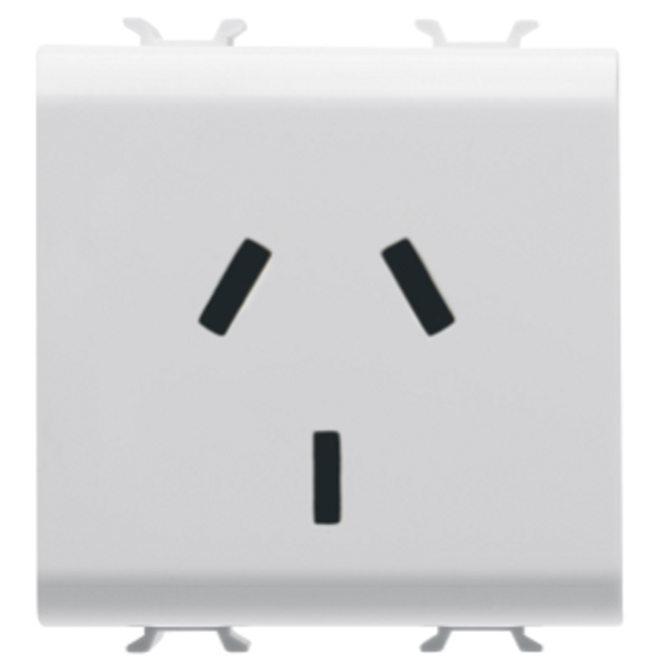 AUSTRALIAN STANDARD SOCKET-OUTLET 250V ac - 2P+E 10A - 2 MODULES - GLOSSY WHITE - CHORUSMART image 1