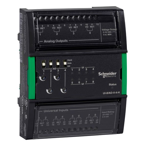 SpaceLogic Controller I/O module, 8 universal inputs, 4 digital Form C outputs image 1