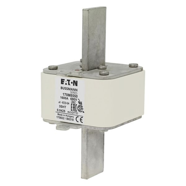 Fuse-link, high speed, 1600 A, AC 690 V, size 3, 76 x 76 x 150 mm, aR, IEC, single indicator image 5