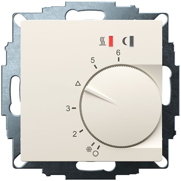 UP room controller, RAL1013 matt 55x55, 5-30C, AC 230V, 16 A relay output 1 NO contact, PWM / 2 point control, switch, TA, LED displays image 1