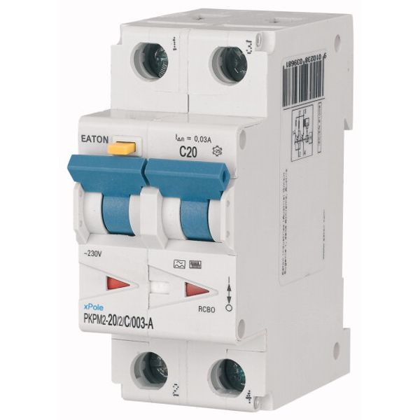 RCD/MCB combination, 20 A, 30 mA, MCB trip characteristic: C, 2p, RCD trip characteristic: A image 1