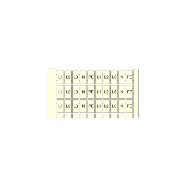 TERMINAL BLOCK & STRIP MARKING ACCESSORIES, MARKER CARD, L1-L2-L3-N-PE (X20) MARK DETAILS, WHITE, HORIZONTAL, UL 94V-2 image 1