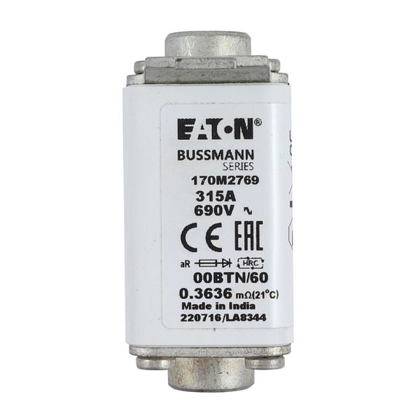 Fuse-link, high speed, 315 A, AC 690 V, size 00, 30 x 62 x 64 mm, aR, IEC, single indicator image 21