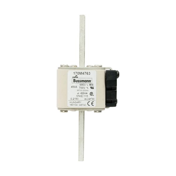 Fuse-link, high speed, 450 A, AC 690 V, size 1, 53 x 69 x 136 mm, aR, IEC, UL, single indicator image 6