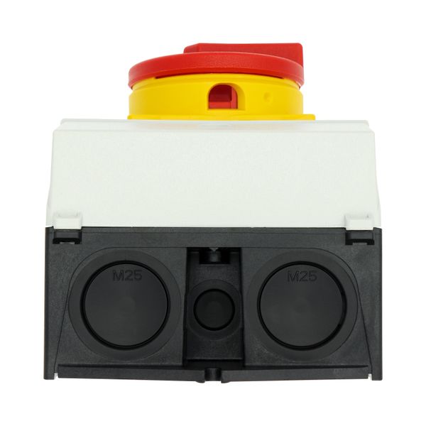 Main switch, T3, 32 A, surface mounting, 3 contact unit(s), 3 pole + N, 1 N/O, 1 N/C, Emergency switching off function, With red rotary handle and yel image 18