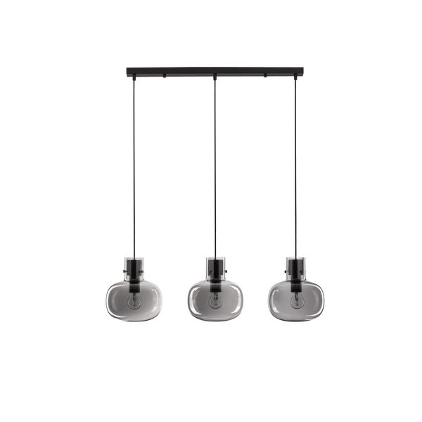 Smoky Glass  Black Cord  Black Metal Base   LED E27 3x12 Watt 230 Volt   IP20 Bulb Excluded  L: 86 H1: 25 H2: 175 cm Adjustable Height image 1