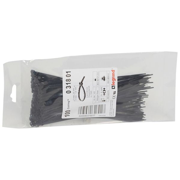 Cable tie Colring - w. 2.4 mm - L. 140 mm - sachet 100 pcs - black image 1