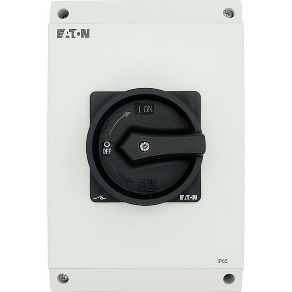 Main switch, P3, 63 A, surface mounting, 3 pole, 1 N/O, 1 N/C, STOP function, With black rotary handle and locking ring, Lockable in the 0 (Off) posit image 25