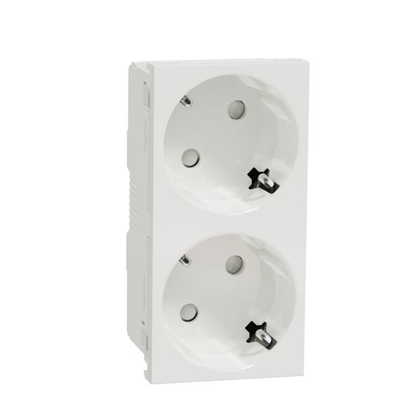 2 Socket-outlet, New Unica, mechanism, 2P, 16A, Schuko, with shutter, screwless terminals, glossy, untreated, white image 4