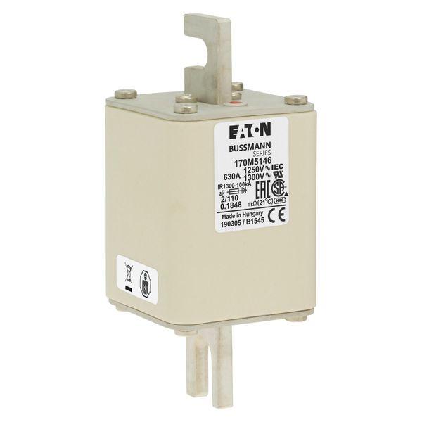 Fuse-link, high speed, 630 A, AC 1250 V, size 2, 61 x 75 x 138 mm, aR, DIN, IEC, single indicator image 8