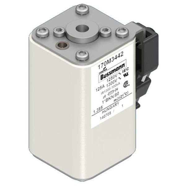 Fuse-link, high speed, 125 A, AC 1250 V, compact size 1, 45 x 59 x 81 mm, aR, IEC, UL, single indicator image 2