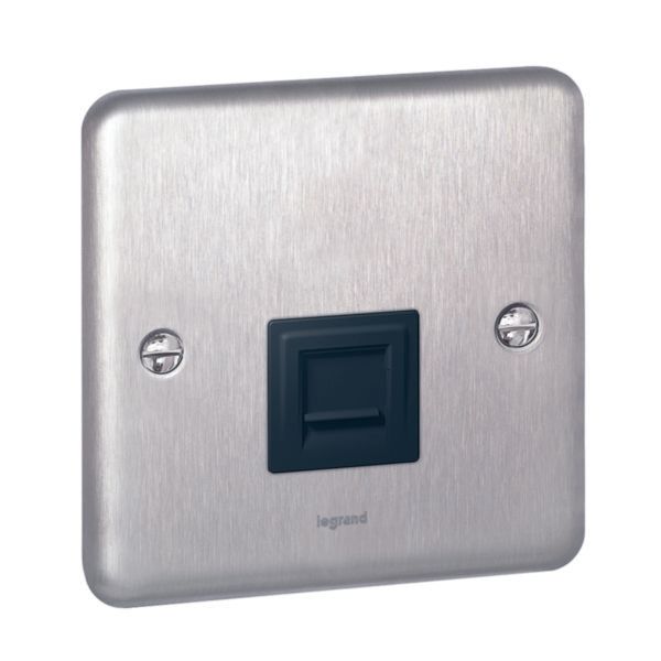 Synergy Authentic Telephone Socket Single Master Brushed Stainless Steel image 1