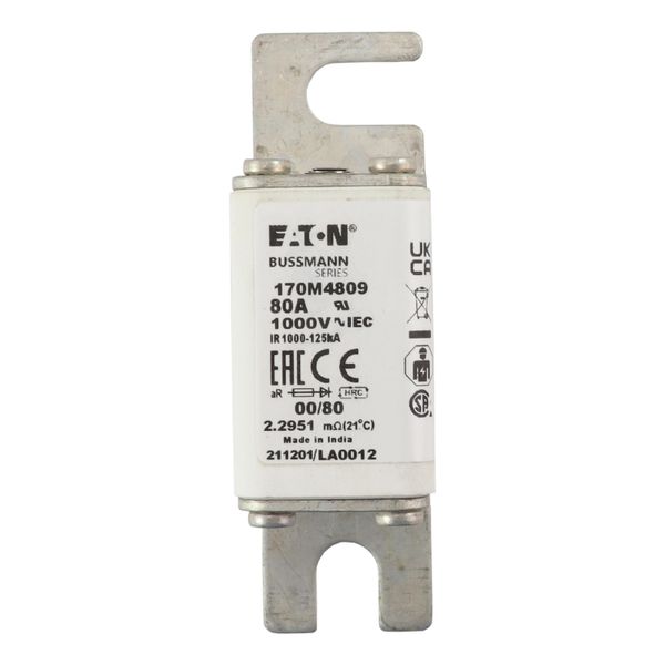 Fuse-link, high speed, 80 A, AC 1000 V, size 00, 30 x 47 x 98 mm, aR, DIN, IEC, single indicator image 26