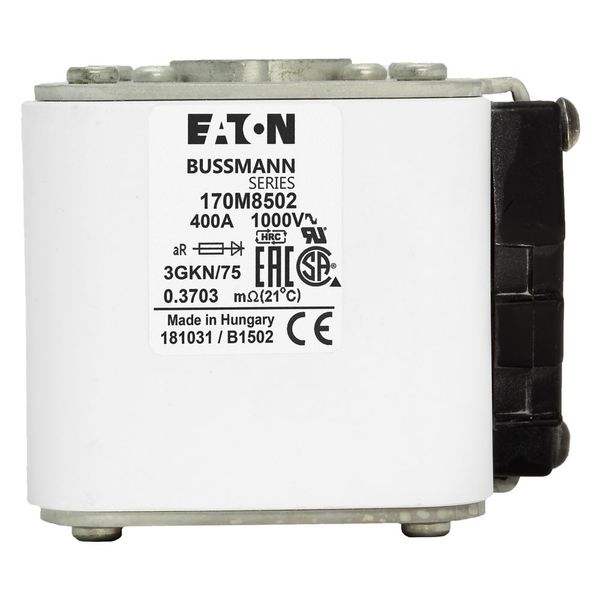 Fuse-link, high speed, 400 A, AC 1000 V, size 3, 74 x 92 x 91 mm, aR, IEC, UL, single indicator image 4