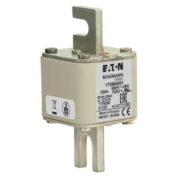 Fuse-link, high speed, 350 A, AC 690 V, DIN 1, 53 x 66 x 108 mm, aR, DIN, IEC, single indicator image 10