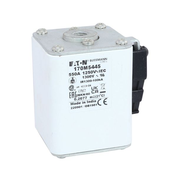 Fuse-link, high speed, 550 A, AC 1250 V, size 2, 61 x 77 x 81 mm, aR, IEC, UL, single indicator image 23